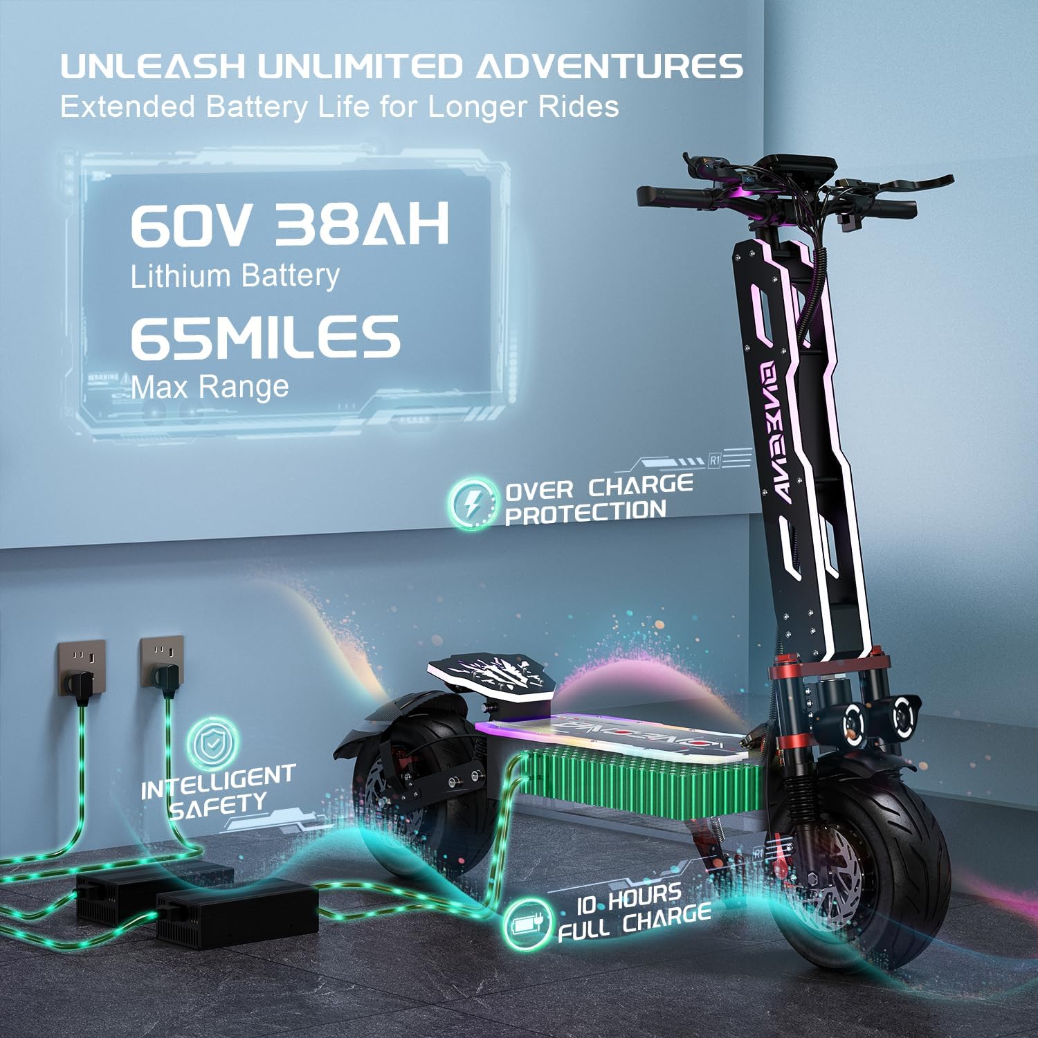ONECNA NEW GT9 GT8 GT7 Adult E - 60V 5600W Dual Motor Electric Scooter recension och pris